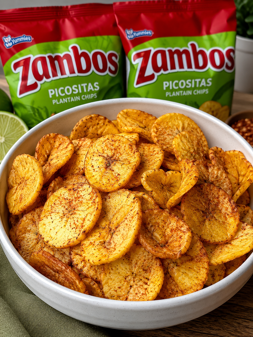 Zambos Picositas Familiar, Chili, Lime & Salt Family Size Platain Chips 9.7 oz