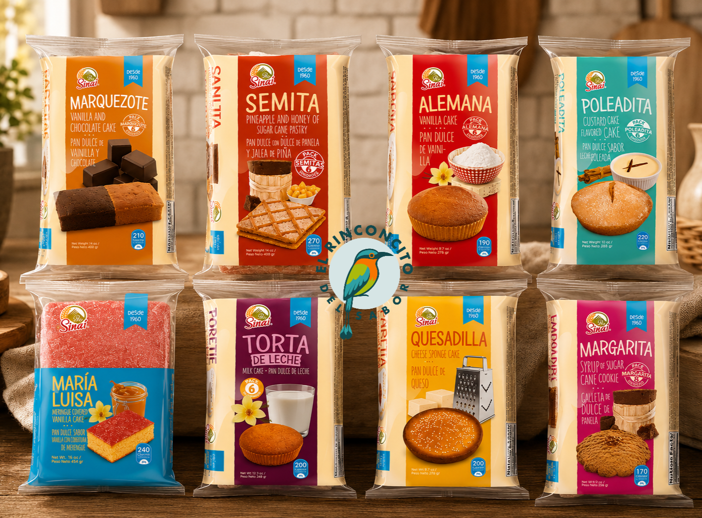 Pan Sanaí Variedad 6, 8 pack - Pan Sinaí Salvadoran Bread Variety Pack