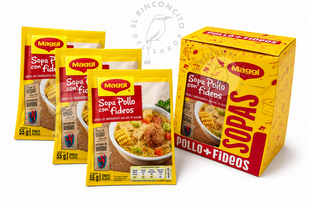 Maggi Sopa de Pollo con Fideos caja de 12 Unidades | Chicken Noodle Soup Mix | Authentic Latin Soup