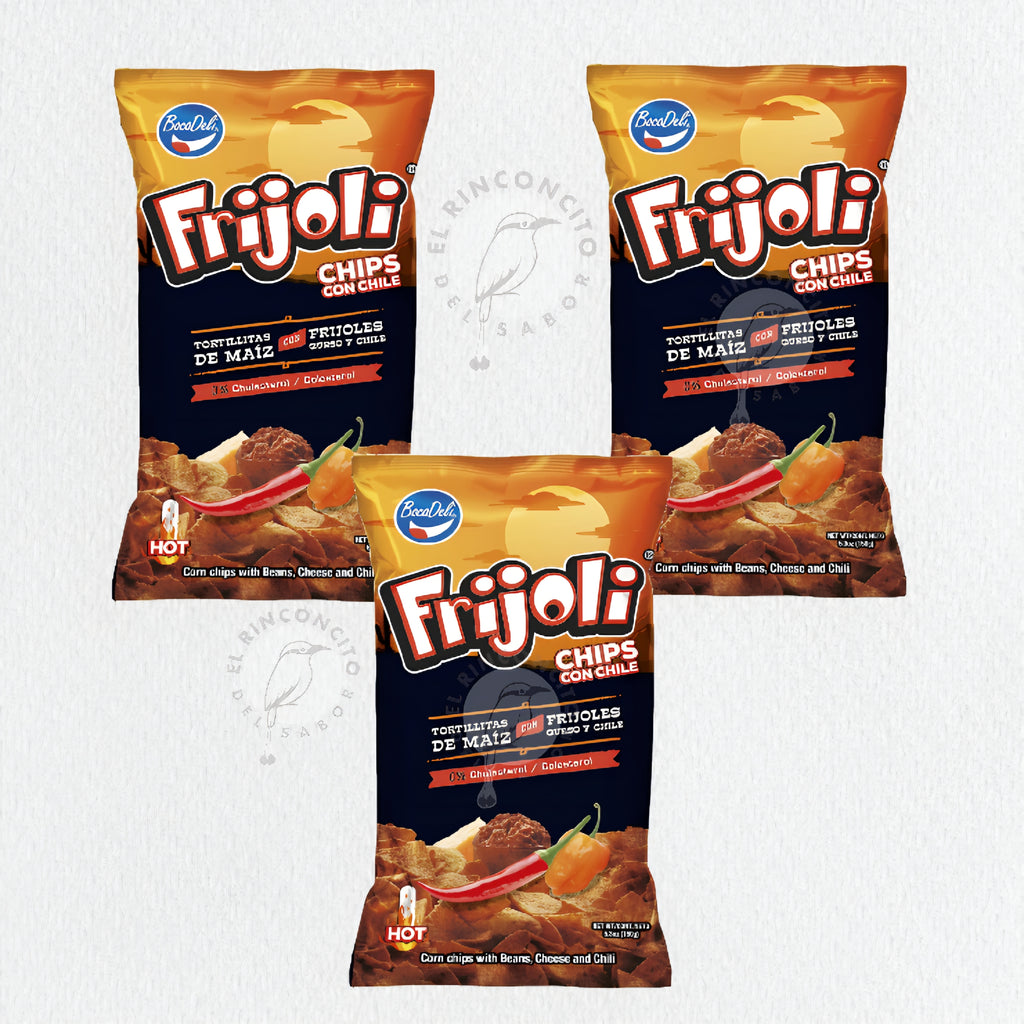 Frijoli Chips Con Chile Bocadeli 4.4oz 3 Pack – Crujientes tortillitas de maíz con frijoles y un delicioso toque cremoso