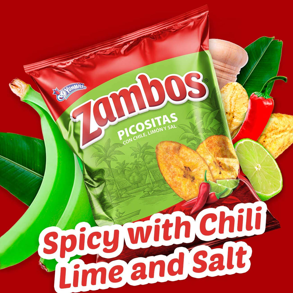 Zambos Picositas Familiar, Chili, Lime & Salt Family Size Platain Chips 9.7 oz