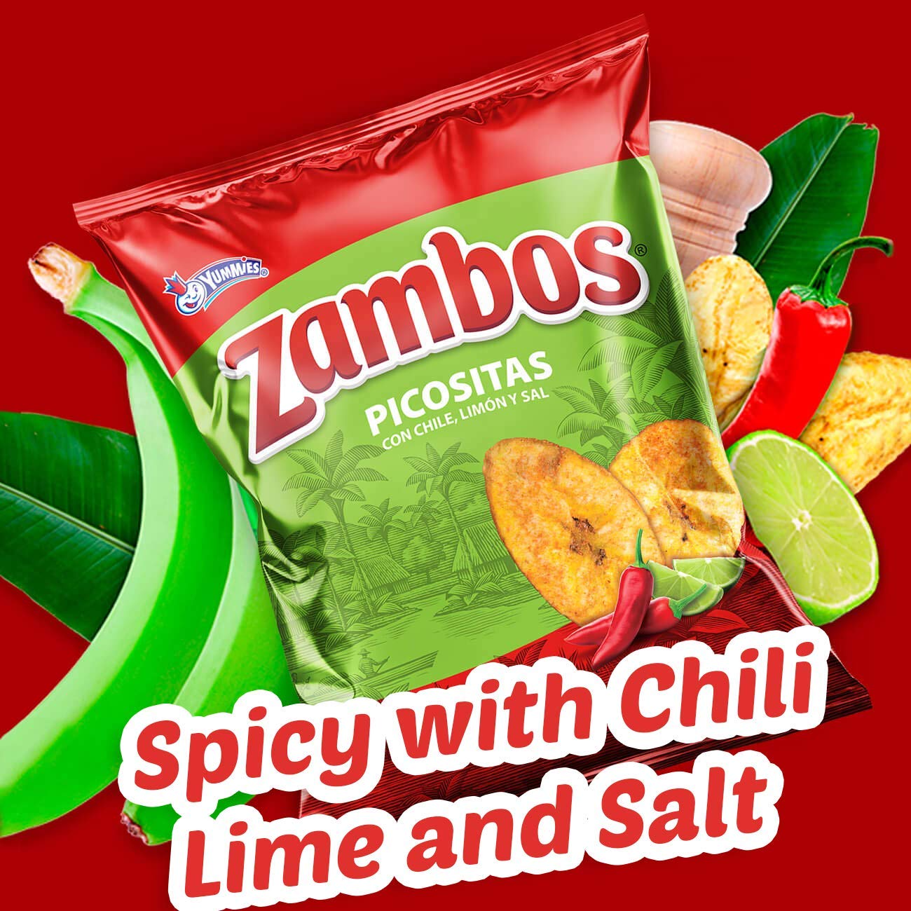 Zambos Picositas Familiar, Chili, Lime & Salt Family Size Platain Chips 9.7 oz